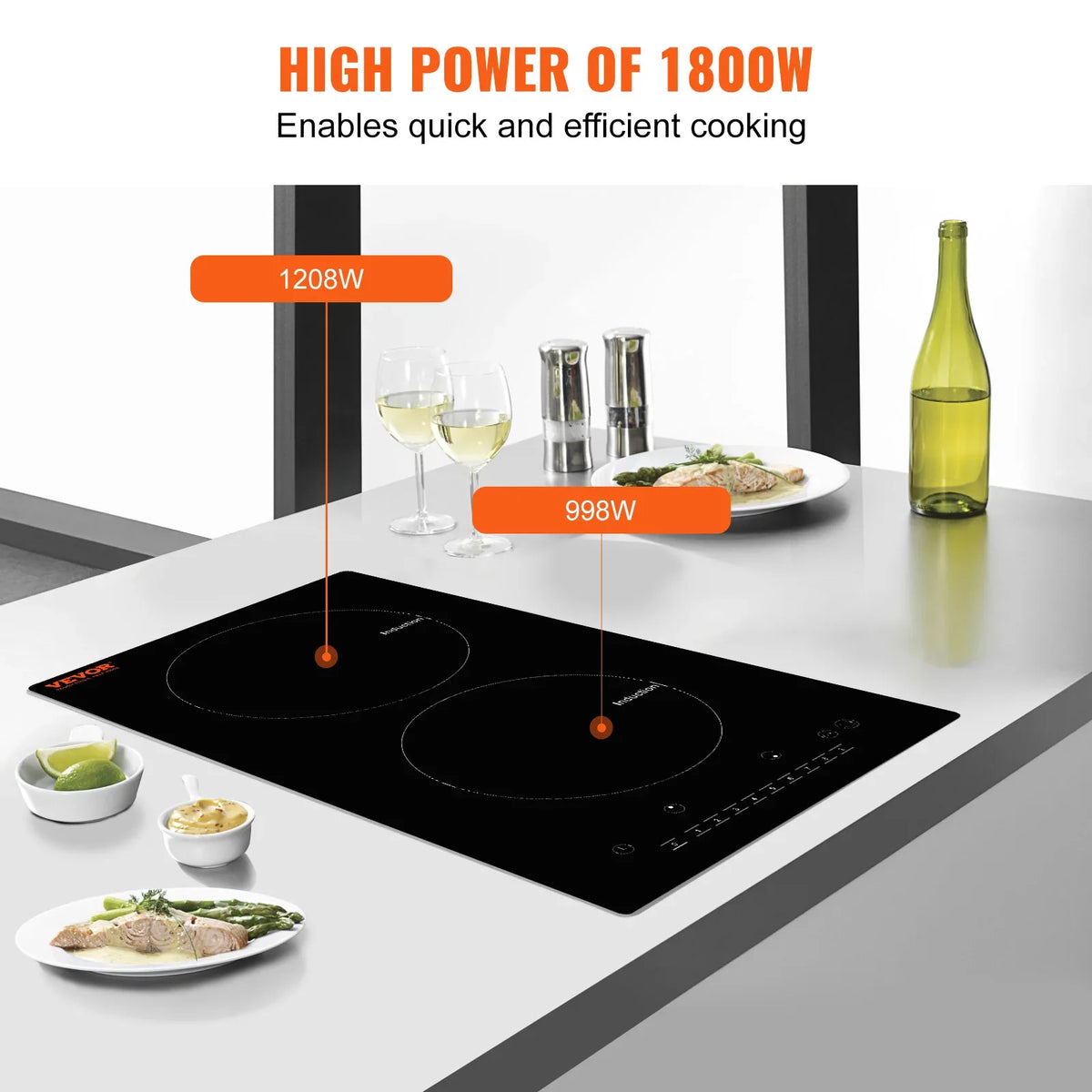 2 Burners Electric Induction Cooktop Stove Hob Built-in Burner Cooker Sensor Touch Control Magnetic Cooker Hot Plate