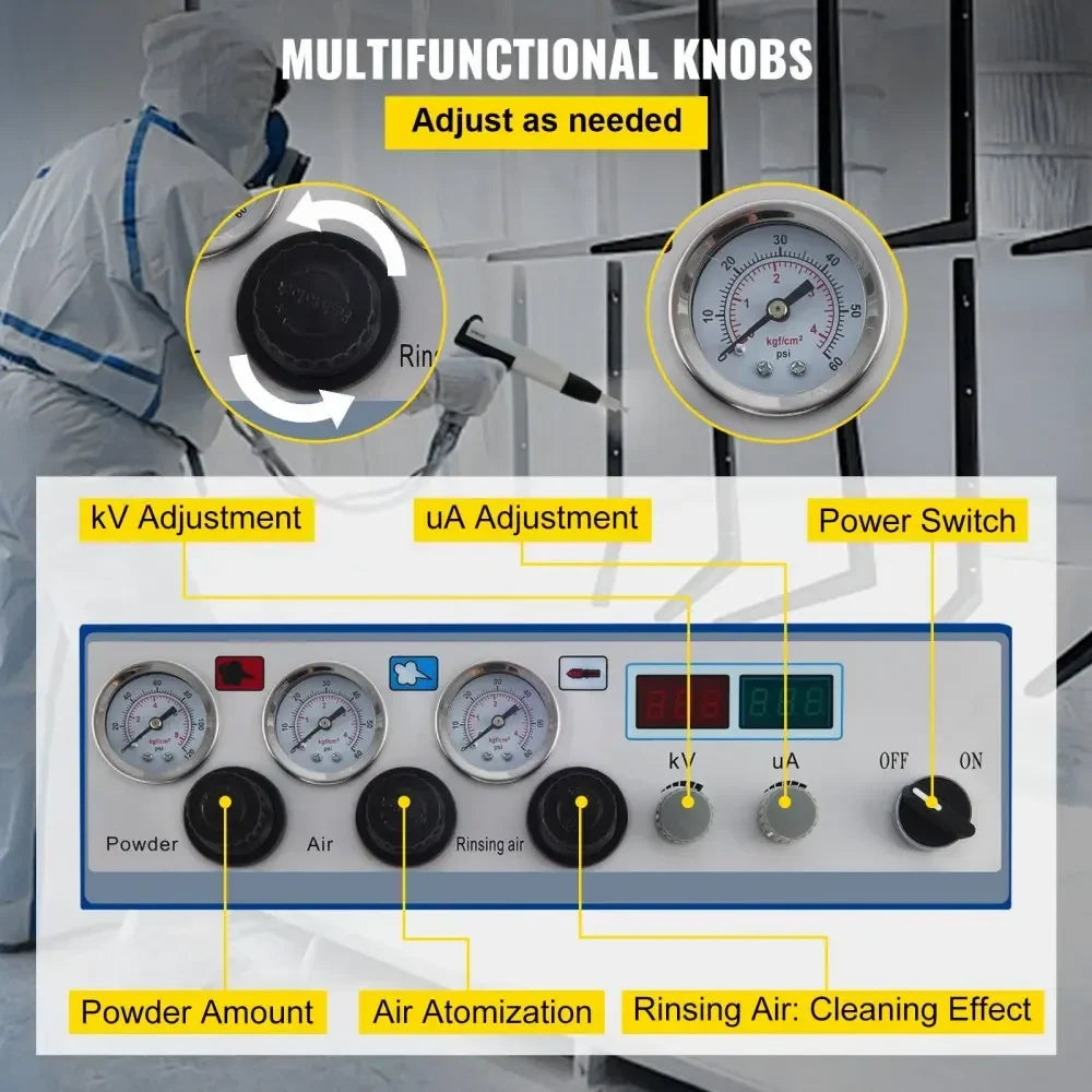 Electrostatic Powder Coating Machine Spraying Gun Paint 450g/min WX-958 Spray Powder Coating Machine 50W 45L