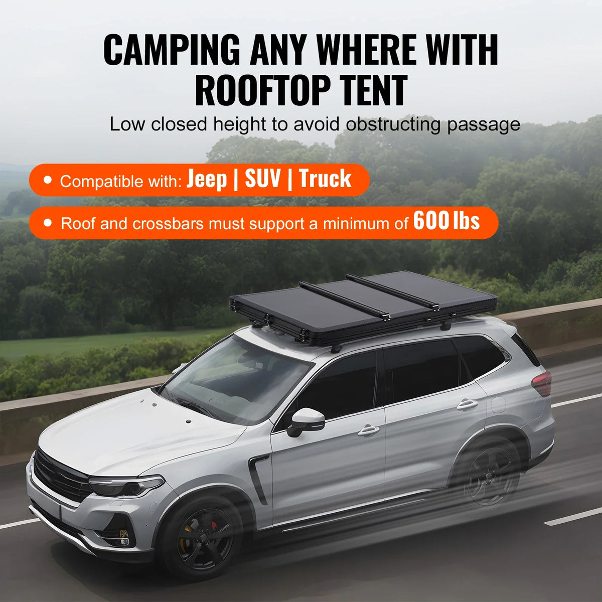 Hard Shell Roof Top Tent with Telescopic Ladder Thick Mattress Waterproof Windproof for Jeep SUV Van Pickup Truck