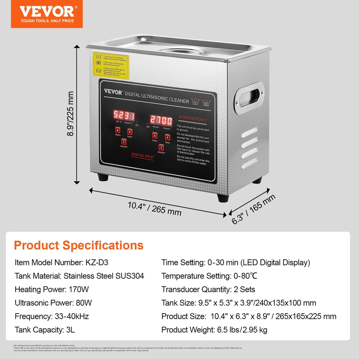 Ultrasonic Cleaner with Digital Timer & Heater Jewelry Ultrasound Cleaner Stainless Steel Heated Cleaning Machine