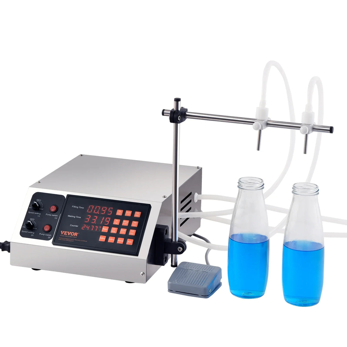 30-4000ml Liquid Filling Machine Double Nozzle Automatic Bottle Filler with Digital Control for Milk Water Wine Beverage