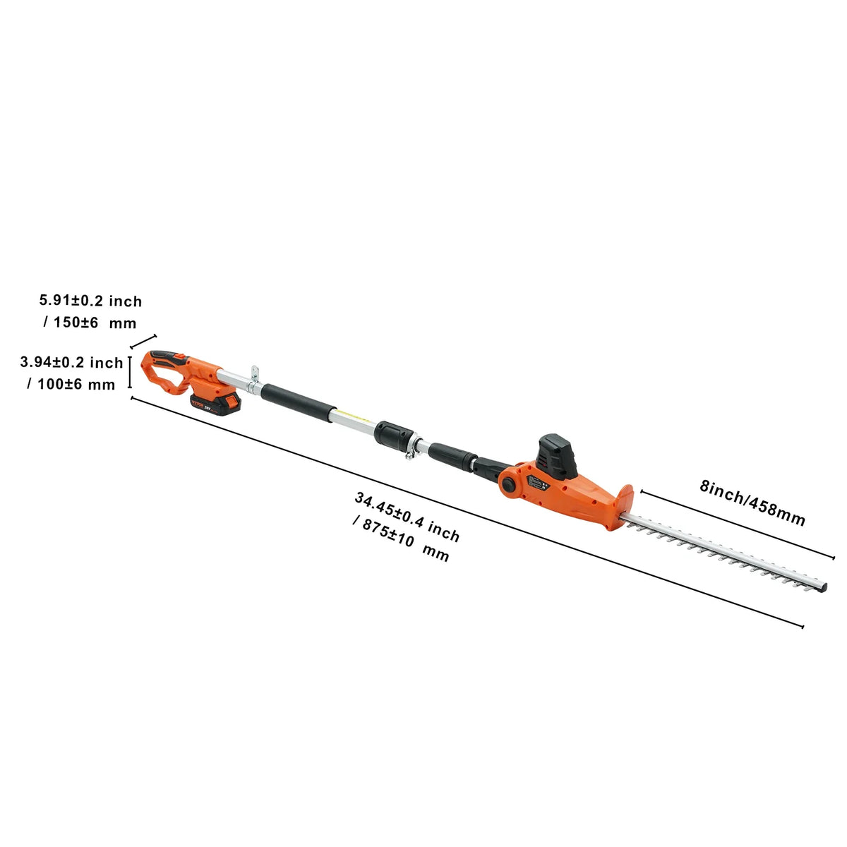 Cordless Hedge Trimmer 18in Hedge Trimmer Kit  W/Double-edged Steel Blade Pole 74"-94" Telescoping Pole for High Branches