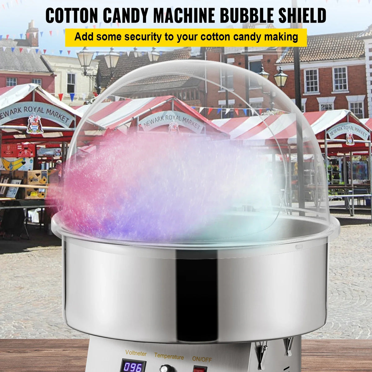 21" Commercial Cotton Candy Machine Cover Clear Floss Sugar Maker Bubble Shield Dome Childrens Party Holiday Celebration