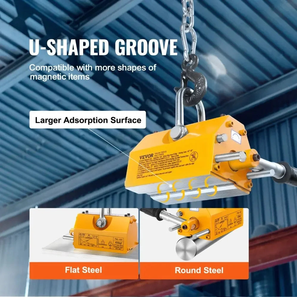 100KG-2000KG Permanent Magnetic Lifter Pulling Capacity 2.5 Safety Factor Neodymium & Steel Lifting Magnet Lift Magnets