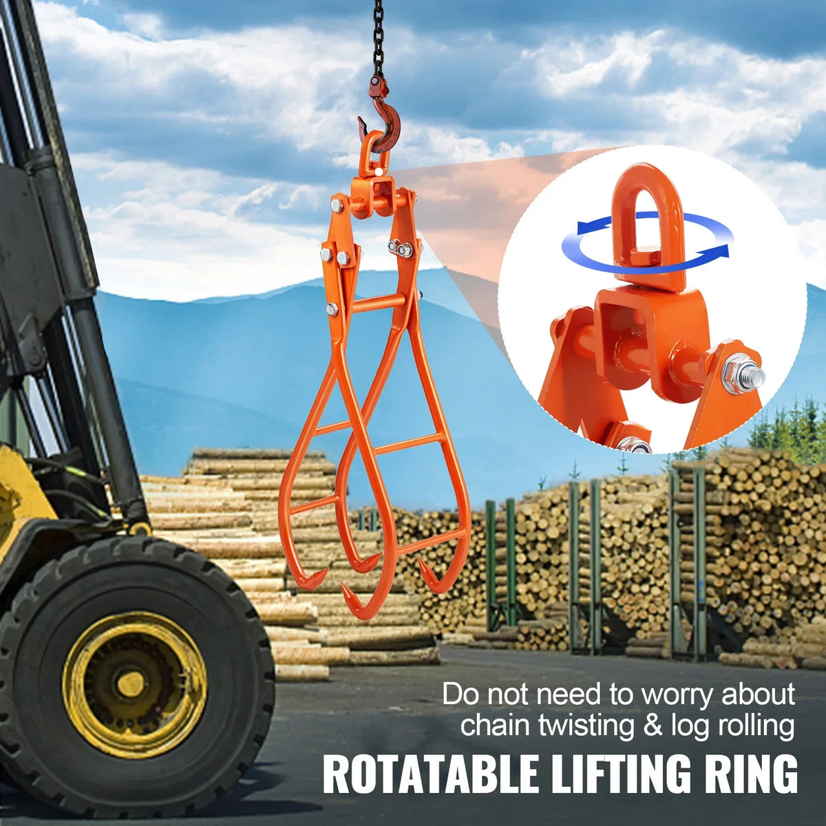 Log Skidding Tongs Log Lifting Tongs Heavy Duty Steel Lumber Skidding Tongs Loading Capacity Log Lifting Handling Tool
