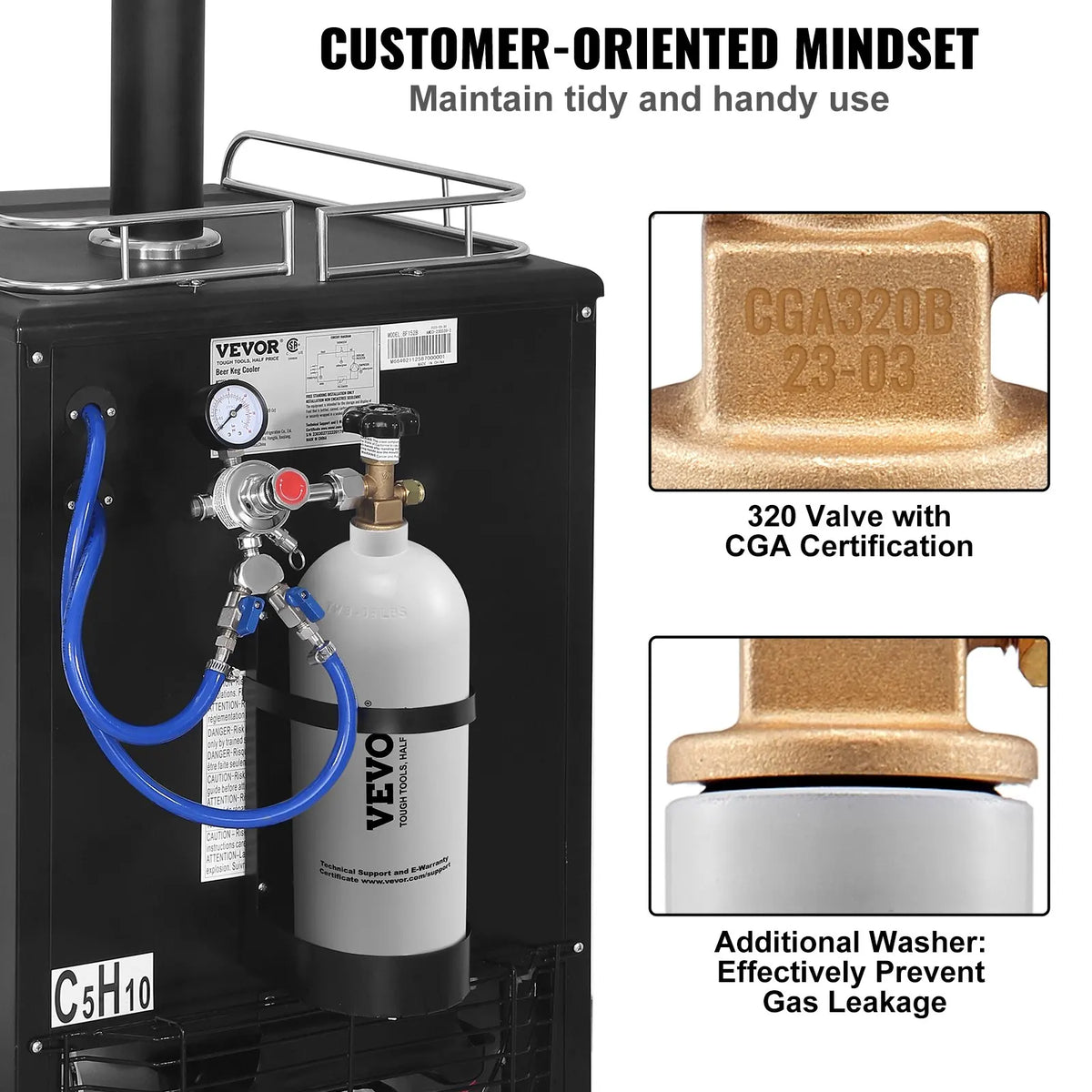 5 Lbs CO2 Tank Aluminum Gas Cylinder, Brand New CO2 Cylinder with Gray Spray Coating, CO2 Tank with CGA320 Valve