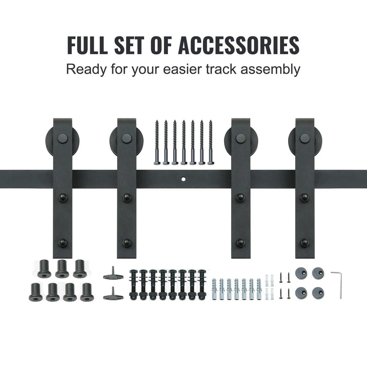 8/10FT Sliding Barn Door Hardware Kit 330LBS Heavy Duty Barn Door Track Kit for  Single Doors with Smooth & Silent Pulley