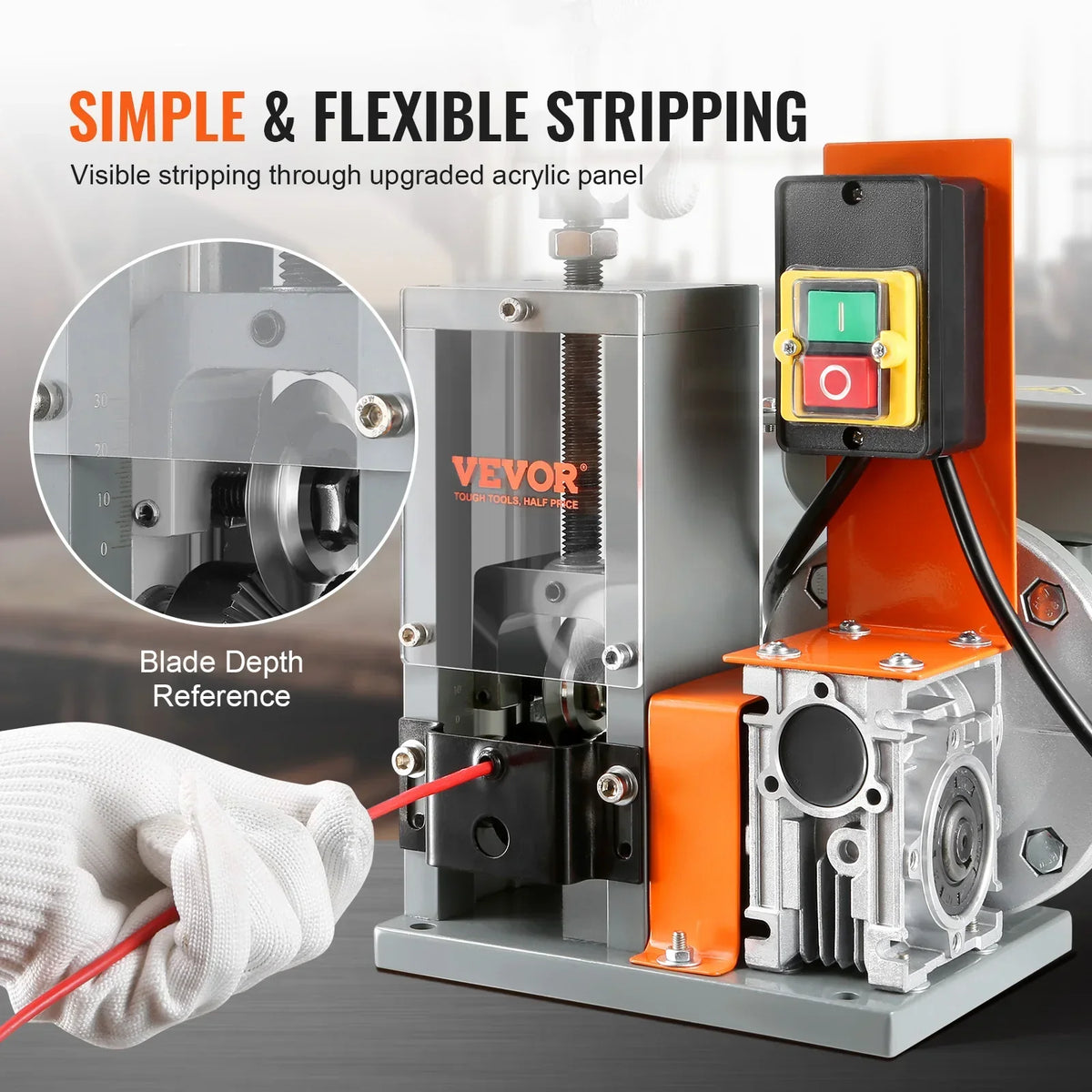 Wire Stripper Electric Wire Stripping Machine Cable Stripper 180W 3 Feeding Holes Wire Peeler Scrap Copper Recycling
