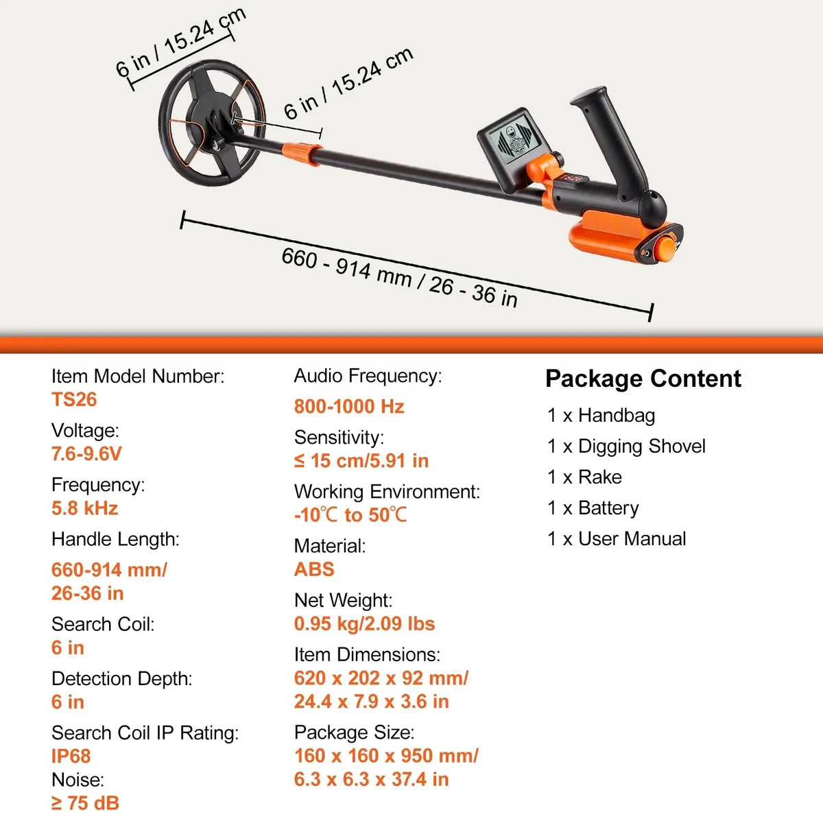 Metal Detector for Adults & Kids 10Inch Waterproof Search Coil with LCD Display 7 Modes Adjustable 41''-52'' Aluminum Stem