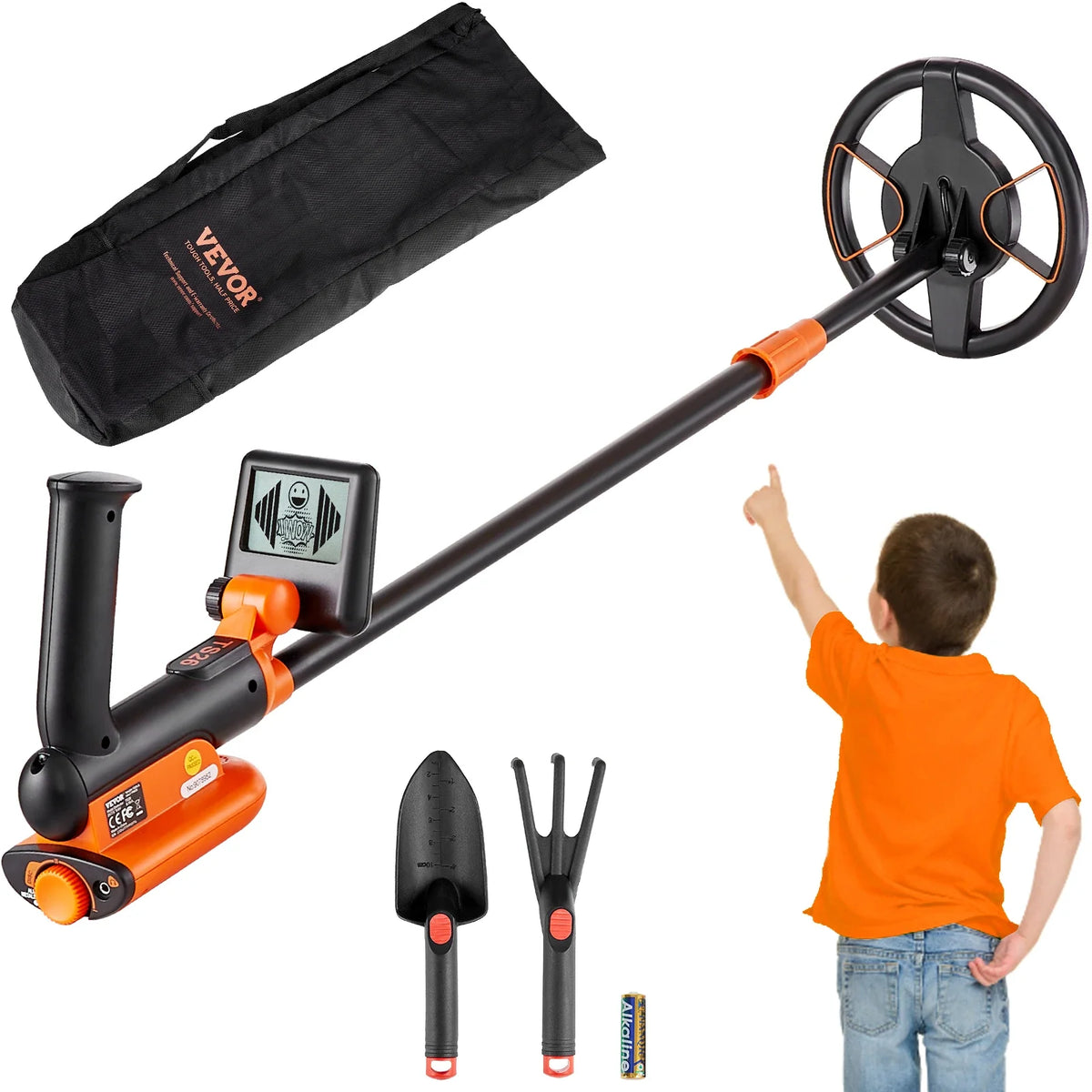 Metal Detector for Kids 6Inch 25''-37'' Adjustable Length IP68 Waterproof Search Coil with LCD Display for Detecting Gold