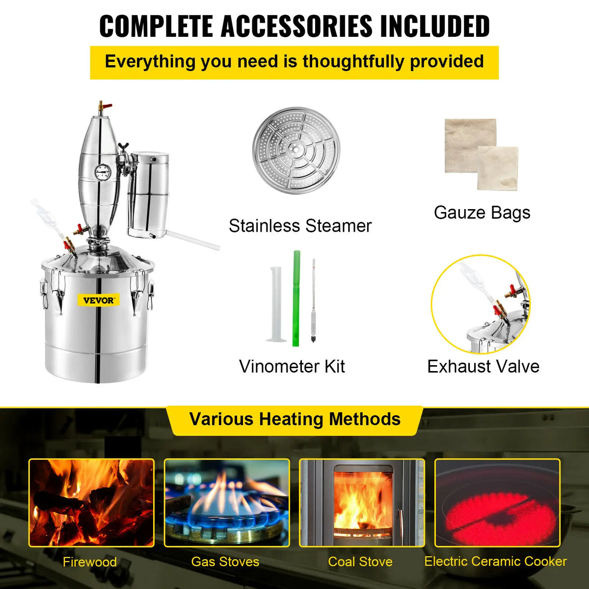 Alcohol Distiller Moonshine Apparatus Still 20L 30L 50L 70L Beer Brewing Equipment DIY Wine Dispenser Kit Home Appliance