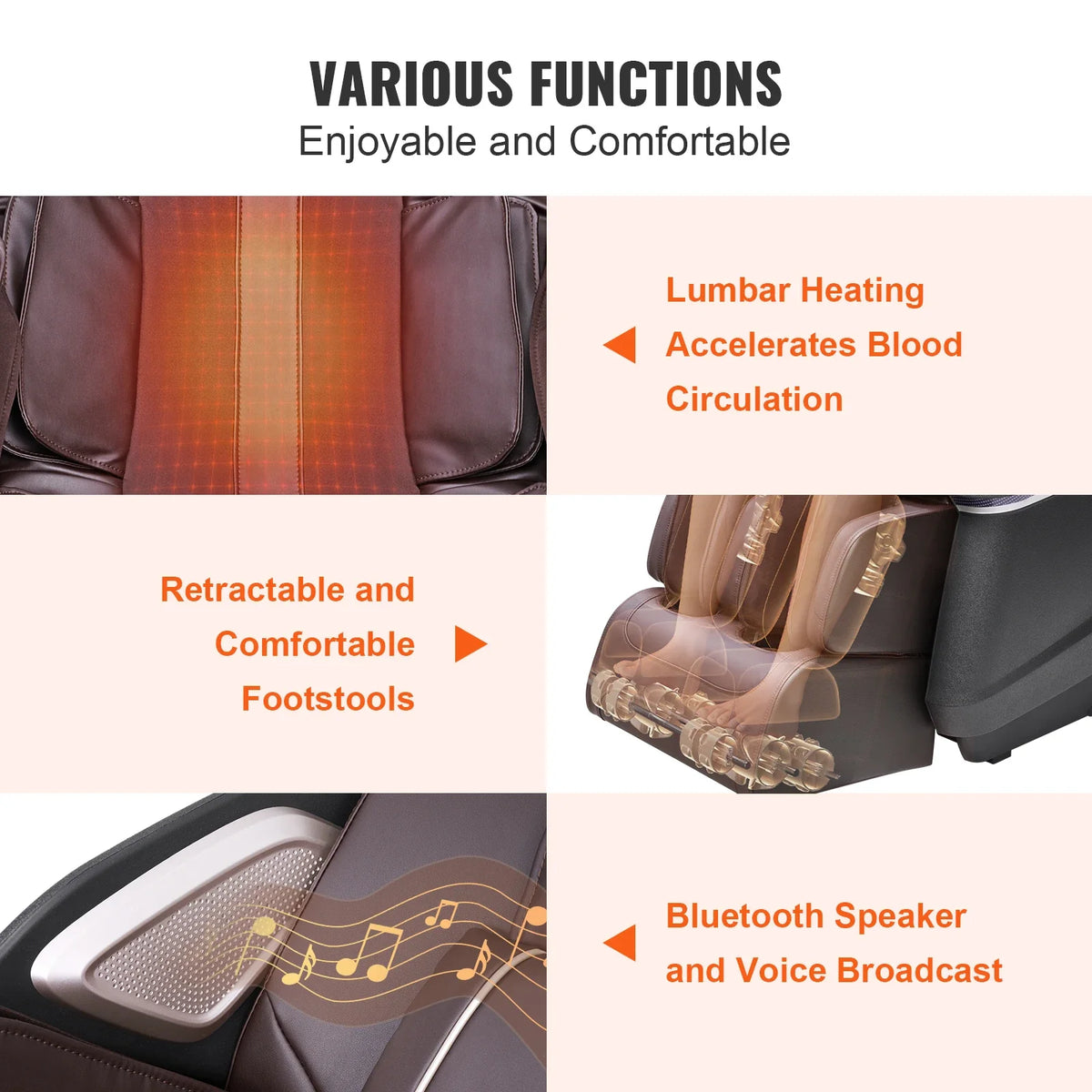 Massage Chair w/Flexible SL Rail, 3D Full Body Shiatsu Massager, Zero Gravity,10 to 18 Automatic Modes,Heating,Air Cushion