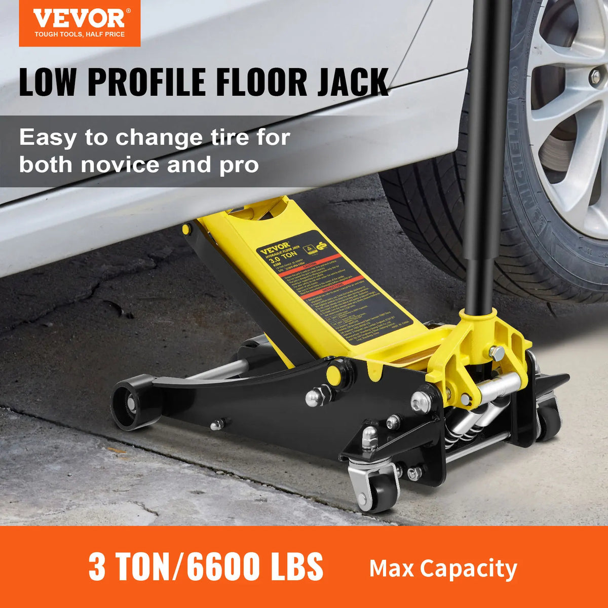 Floor Jack, 2.5/3/4 Ton Low Profile Floor Jack, Heavy-duty Steel Racing Floor Jack , Floor Jack Lifting Range 3.64"-19.49"