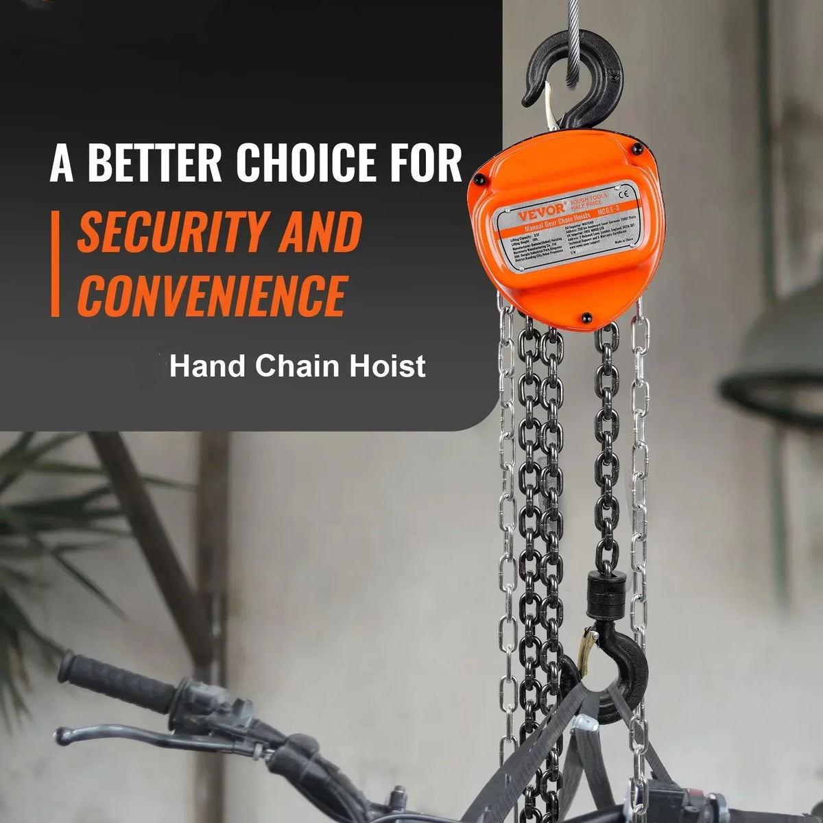 1/2/3T Manual Hand Chain Hoist G80 Galvanized Carbon Steel with Double-Pawl Brake Auto Chain Leading 360° Rotation Hook