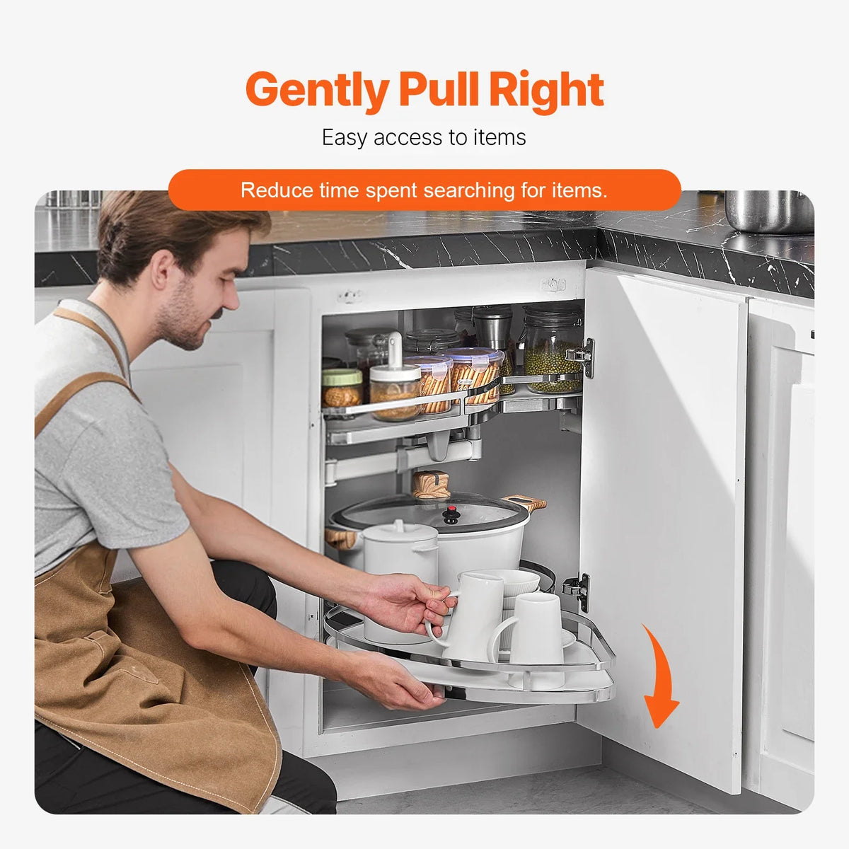 Swing Left Blind Corner Cabinet, Pull Out Organizer for 36 inch Width Blind Cabinet, 2 Tier Height Adjustable Swing Tray