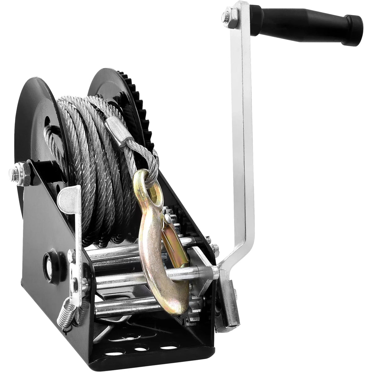 Hand Winch, 3500lbs Pulling Capacity, Boat Trailer Winch Heavy Duty Rope Crank w/ 33ft Steel Wire Cable & Two-Way Ratchet