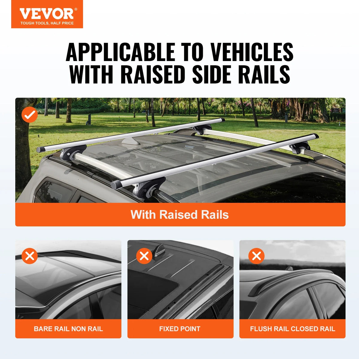 Universal Roof Rack Cross Bars, 54" Aluminum Roof Rack Crossbars,Fit Existing Raised Side Rail w/Gap,200 lbs Load Capacity