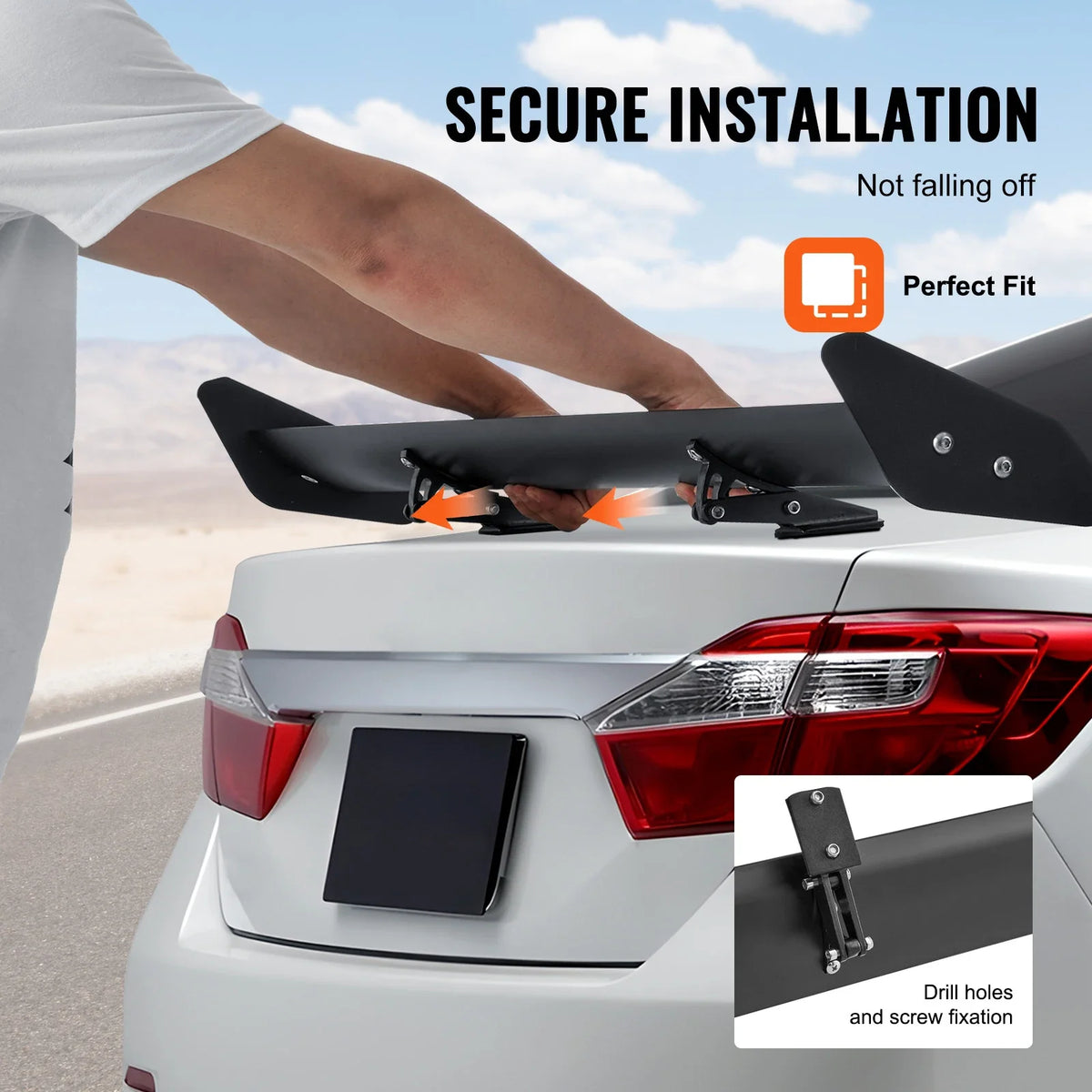 GT Wing Car Spoiler, 43.3 inch Universal Spoiler with Single Deck Car Rear Spoiler Wing Racing Spoiler BGW/JDM Drift Black