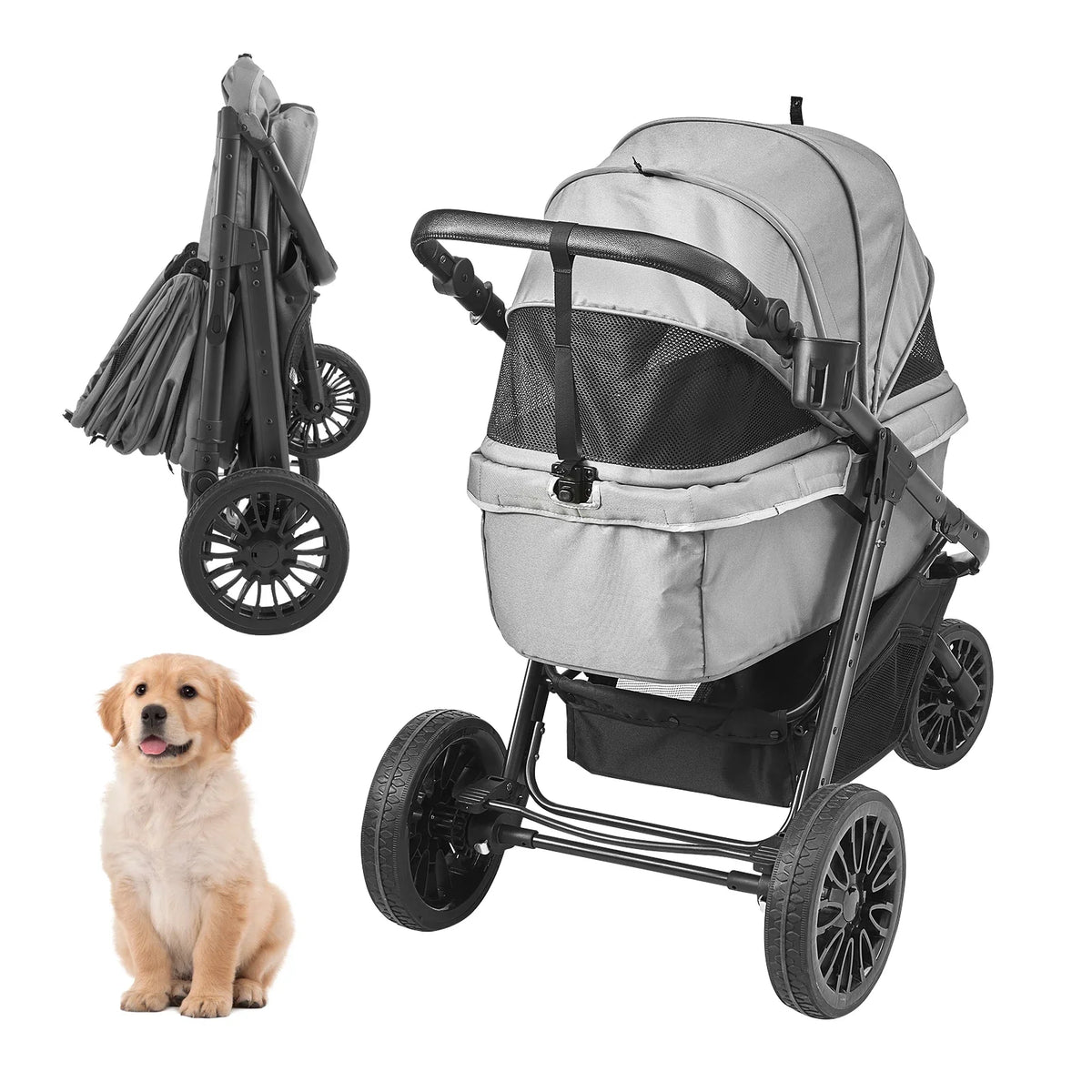 Pet Stroller Rotate Dog Stroller with Puppy Strollers Portable Foldable Trolley for Small to Medium Sized Dogs Outdoor