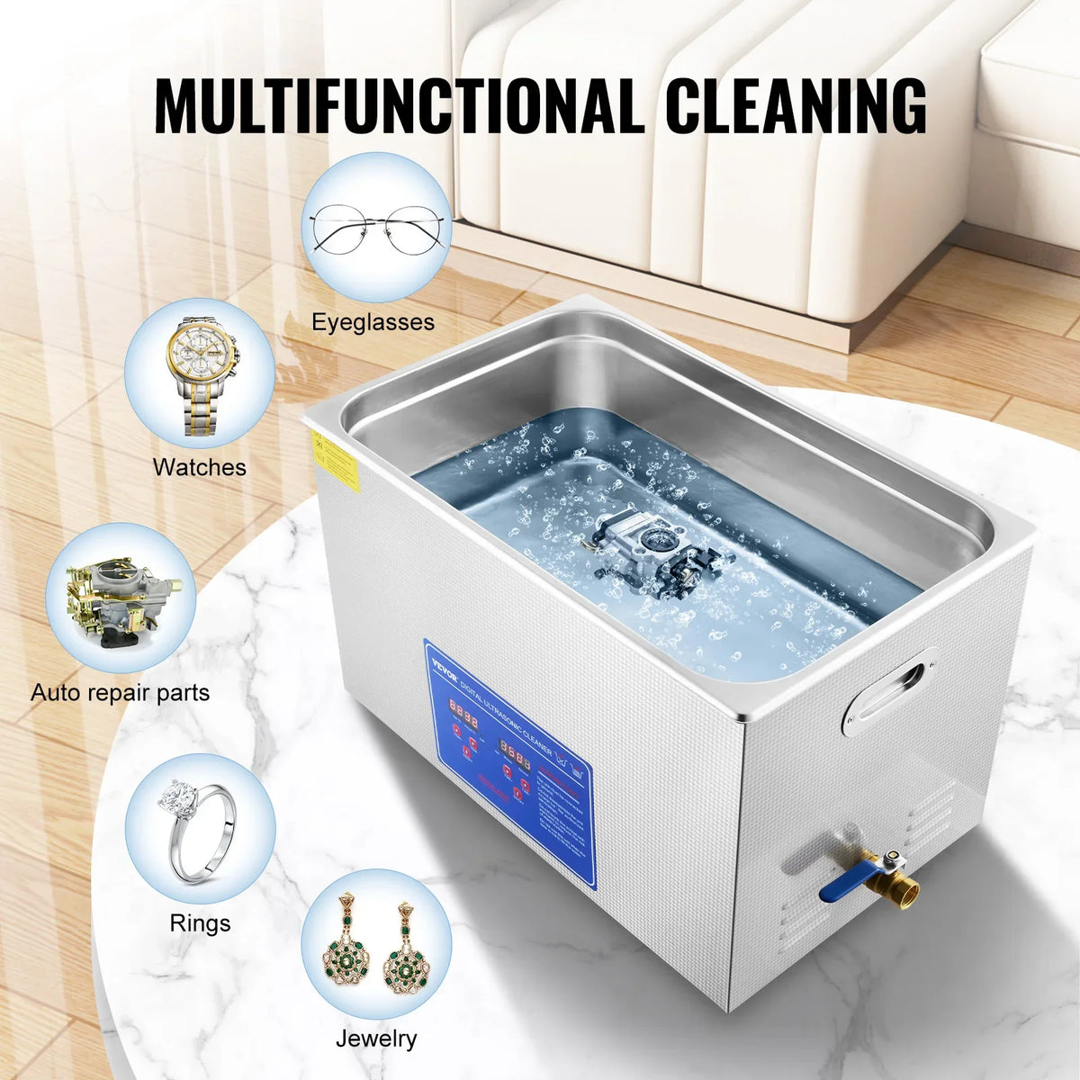 30L Ultrasonic Cleaner Machine Stainless Steel Ultrasonic Cleaning Machine Digital Heater Timer Jewelry Cleaning for Home