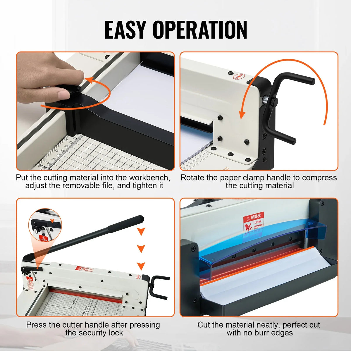 12"/17'' Industrial Commercial Paper Cutter 400 Sheet Capacity Solid Steel Construction Stack for Office Home School Shop