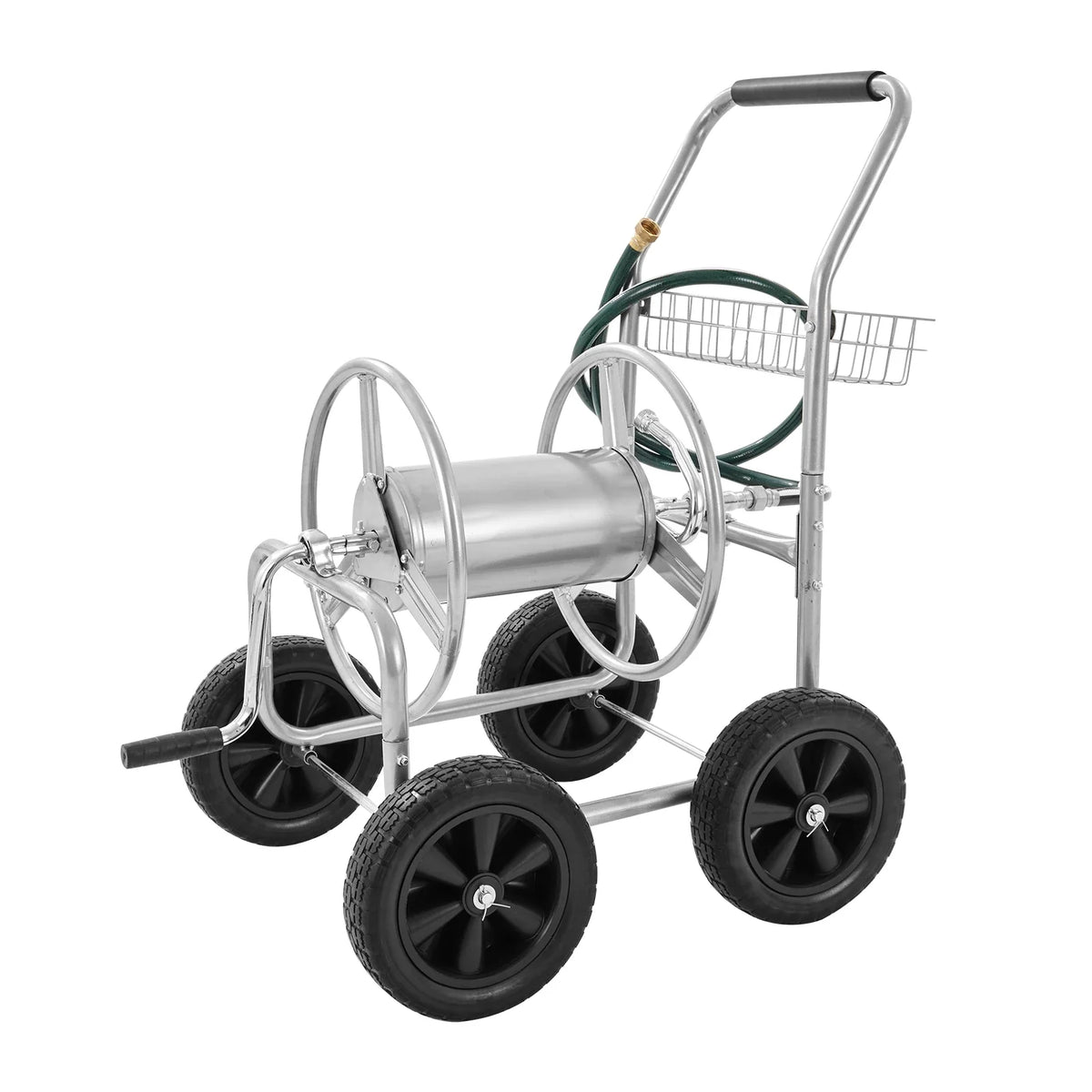 Hose Reel Cart300 ft 5/8’’ Hose Garden Water Hose Carts Mobile Tools  with Storage Basket for Garden Yard Lawn