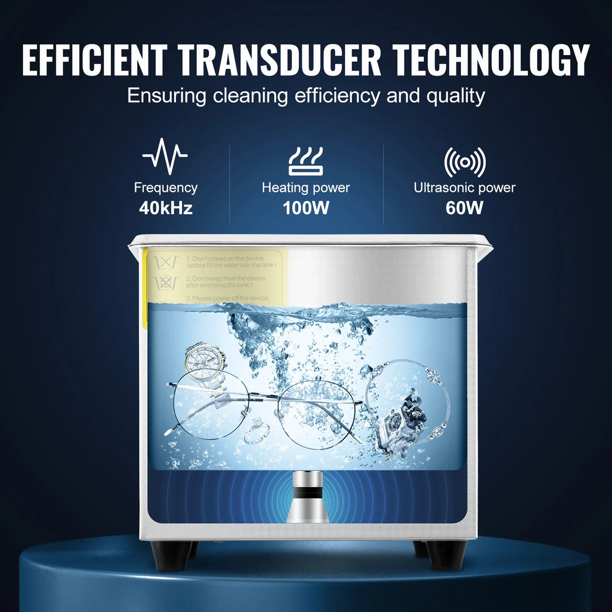 1.3L Ultrasonic Cleaner Machine Stainless Steel Ultrasonic Cleaning Machine Digital Heater Timer Jewelry Cleaning for Home
