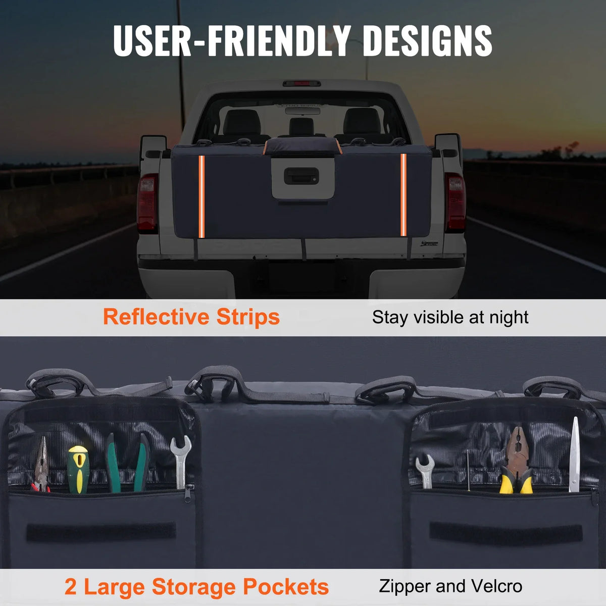 53/62" Truck Tailgate Pad Carry 5 Mountain Bikes, Tailgate Protection Pad with Camera Opening for Mid-Size Pickup Trucks