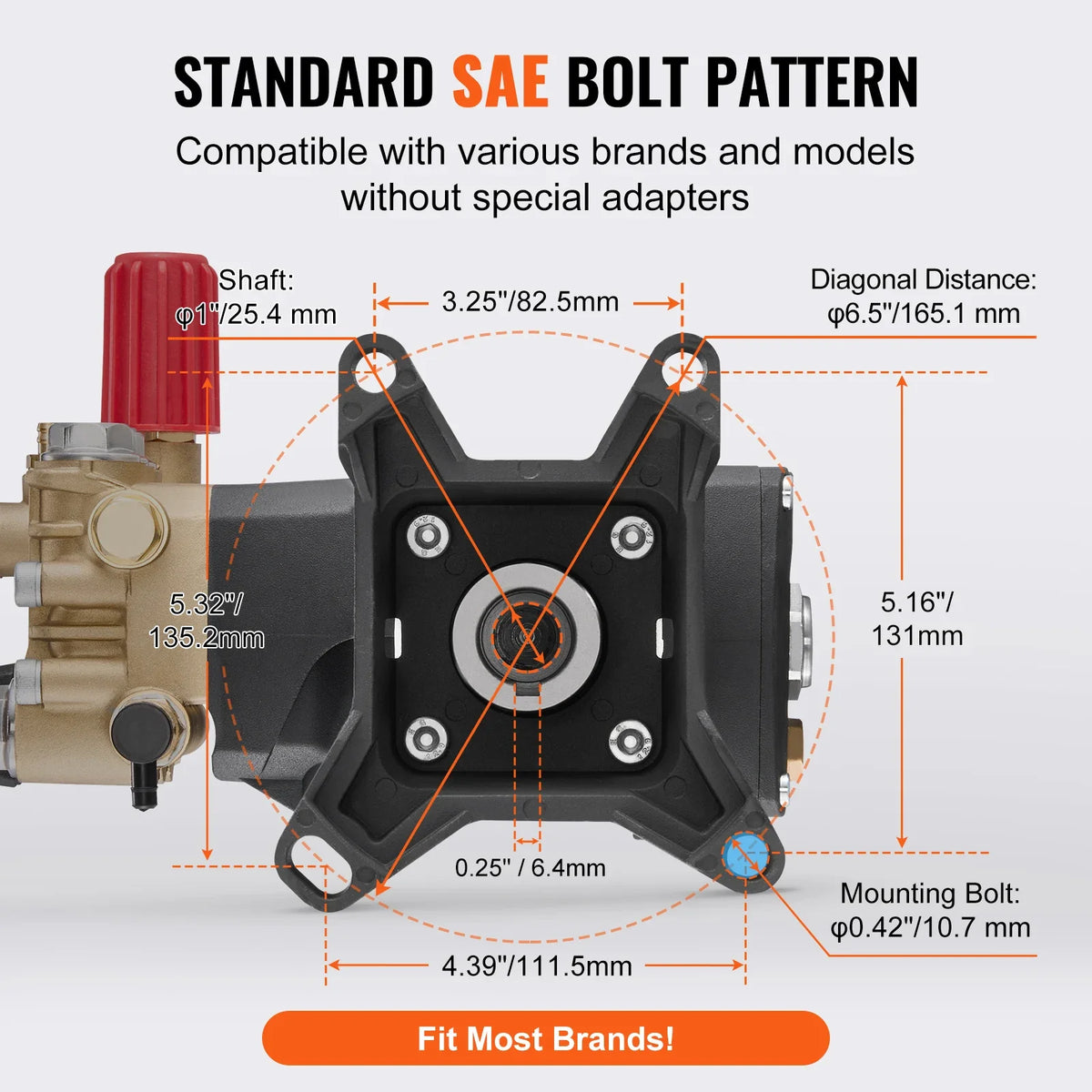 Pressure Washer Pump 1" Shaft Horizontal Triplex Plunger 4000PSI 4.0GPM Replacement Power Washer Pumps Kit with 5 Nozzles