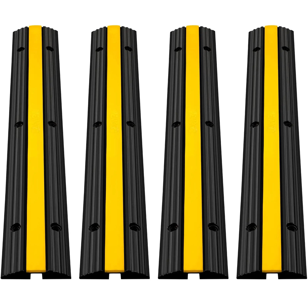 Cable Protector Driveway Ramp Modular Rubber Speed Bump 4PCS 1 Channel Wire Cover Cord Guard for Parking Lot Warehouses