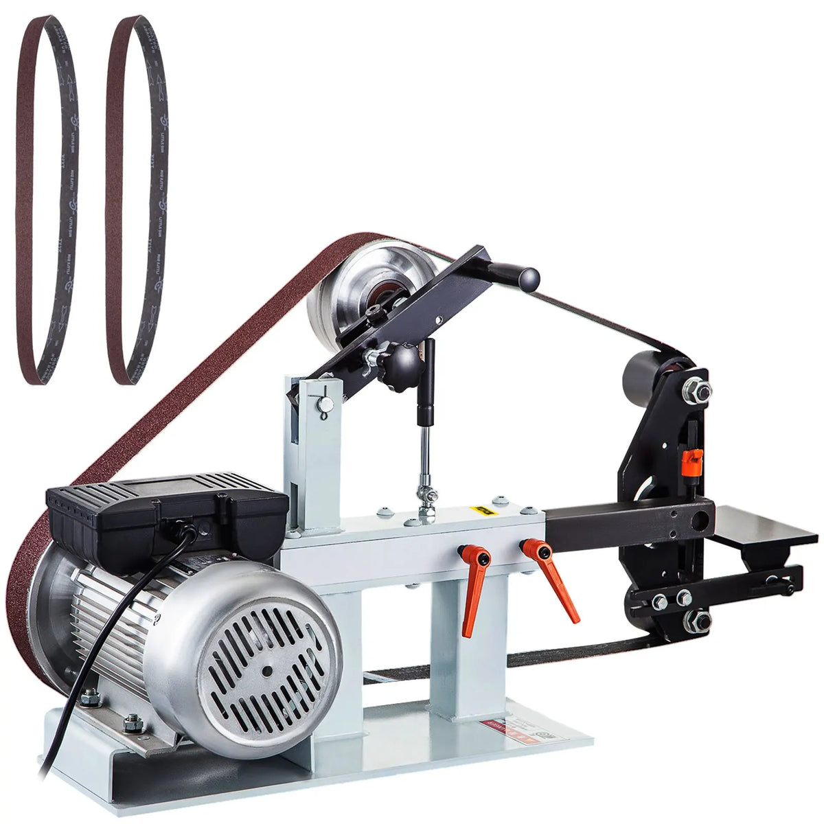 2HP 2x82'' Belt Grinder - Variable/Constant Speed w/3 Moulds & 12'' Wheel, Flat Platen for Metalworking/Knife Making