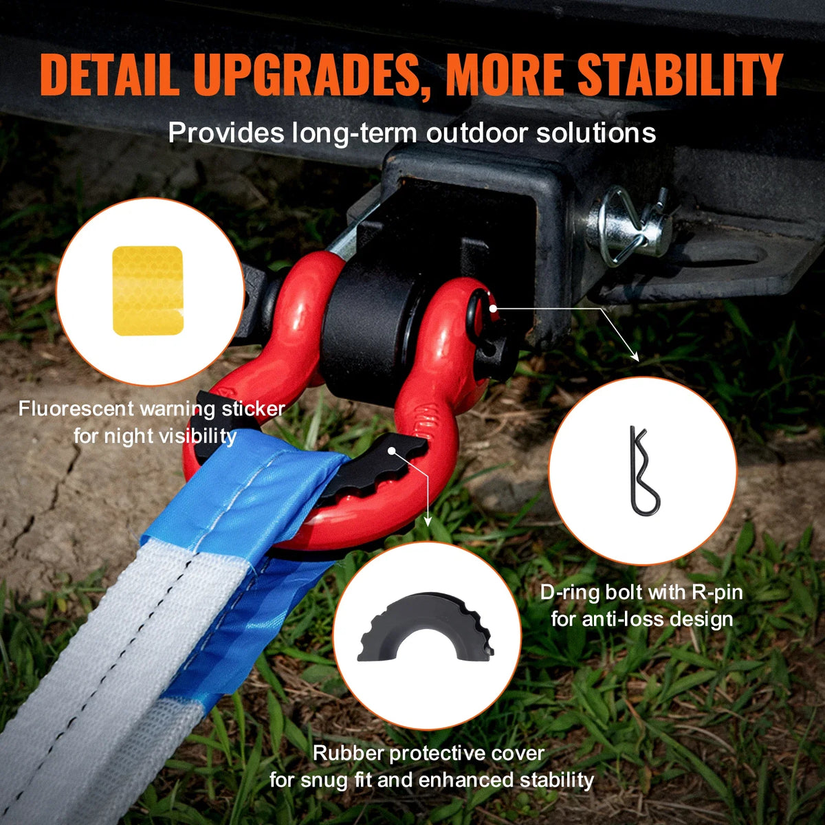 Shackle Hitch Receiver 2", 66000 lbs Breaking Strength, D Ring Shackle Heavy Duty Towing Accessories for Jeeps Recovery