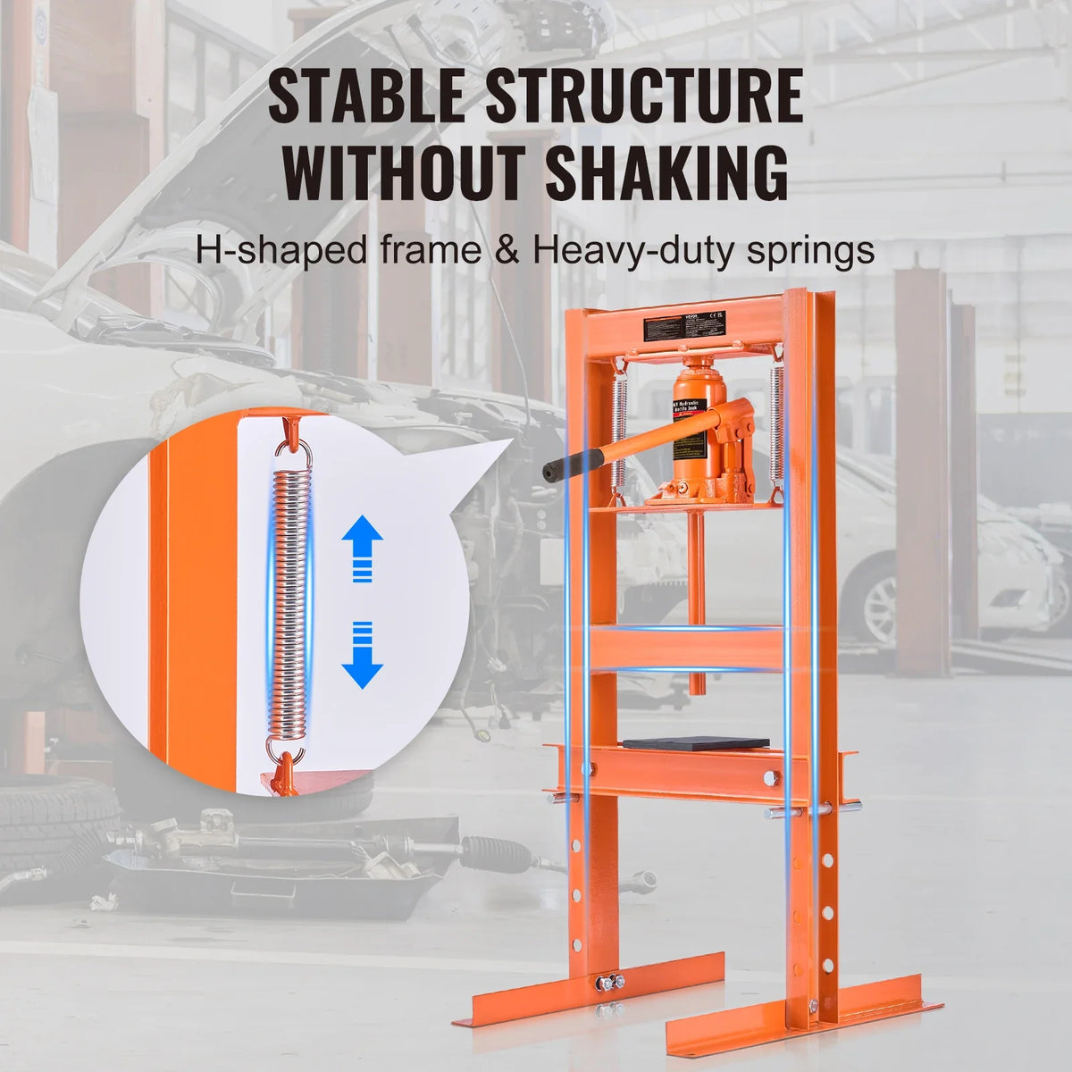 Hydraulic Shop Press, 6/12 Ton H-Frame Hydraulic Garage/Shop Floor Press, Adjustable Shop Press with Press Plates