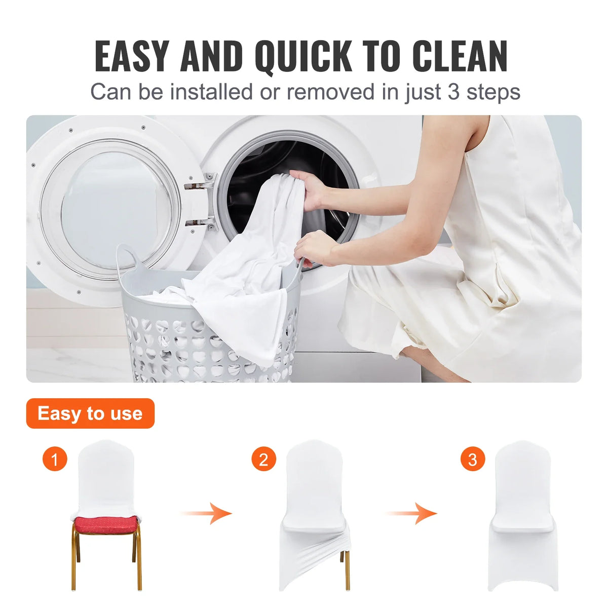 Stretch Spandex Folding Chair Covers 50PCS Universal Fitted Chair Cover Slipcovers for Wedding Holiday Banquet Party