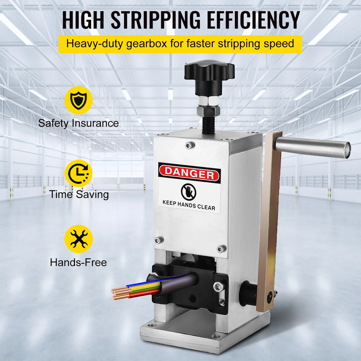Manual Wire Stripping Machine 0.06-0.98 inch, Wire Stripper Machine w/Hand Crank Portable, for Scrap Copper Recycling