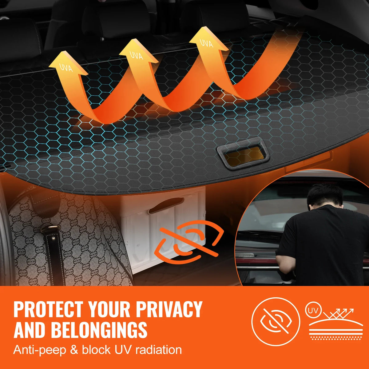 Retractable Cargo Cover Waterproof Trunk Cover Security Shield Shade for GMC Terrain + Chevrolet Equinox 2018-2024