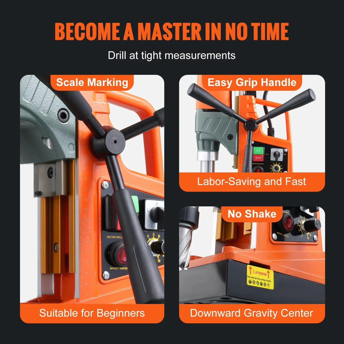 Magnetic Drill, 1450W 1.57/2In Boring Diameter, Portable Electric Mag Drill Press,800RPM Drilling Machine