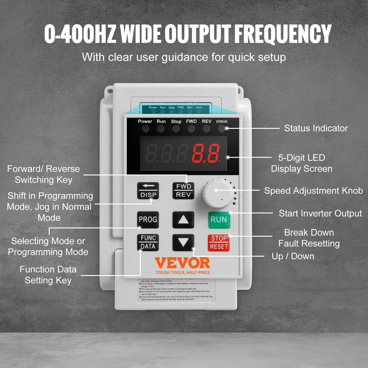 2.2KW VFD Inverter Variable Frequency Drive Converter AC 220V 3P Output Speed Controller for Water Pump Motor CNC