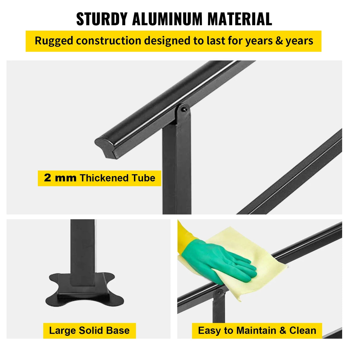 Outdoor Stairs Handrail Step Handrail Railing Fit 3-4 Steps Adjustable from 0 to 30 Degrees Handrail Stairs Railing Kits