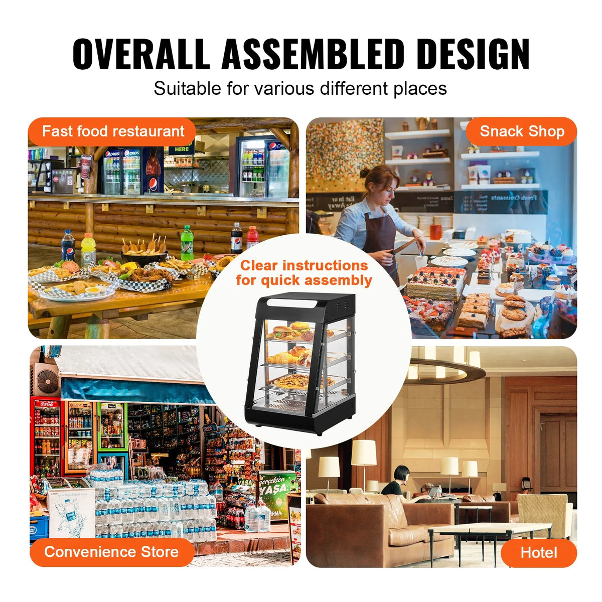 3-Tier Commercial Food Warmer Display, 1000W Food Display Warmer with Light, Adjustable Shelf and Temperature Display