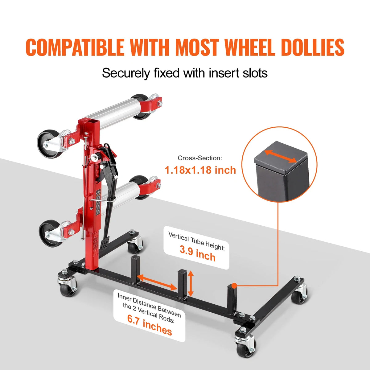Car Dolly Rack, Storage Rack with 360° Rotatable Wheels, Hydraulic Ratchet Trolley Jack Stand Organizer,4-Dolly Capacity