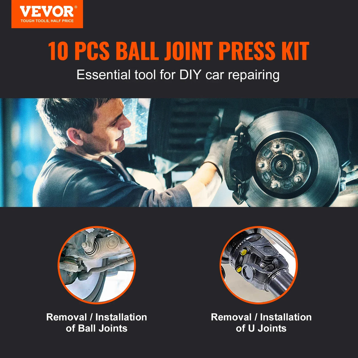 25/23/21/10 PCS Ball Joint Press Kit C-press Ball Joint Tools Steel Brake Anchor Pins Press and Removal Tools with Case