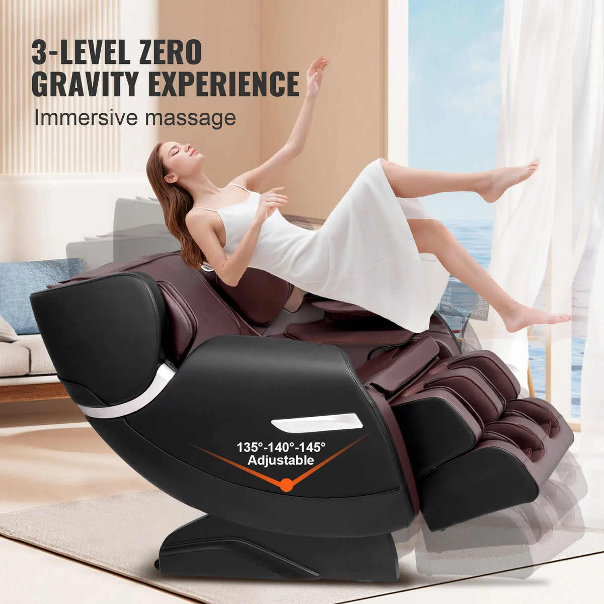 Massage Chair - Full Body Zero Gravity Chair with Multiple Automatic Modes, 3D Shiatsu, Heating, Bluetooth Speaker, Airbag