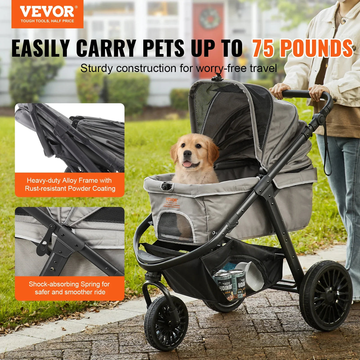 Pet Stroller Rotate Dog Stroller with Puppy Strollers Portable Foldable Trolley for Small to Medium Sized Dogs Outdoor