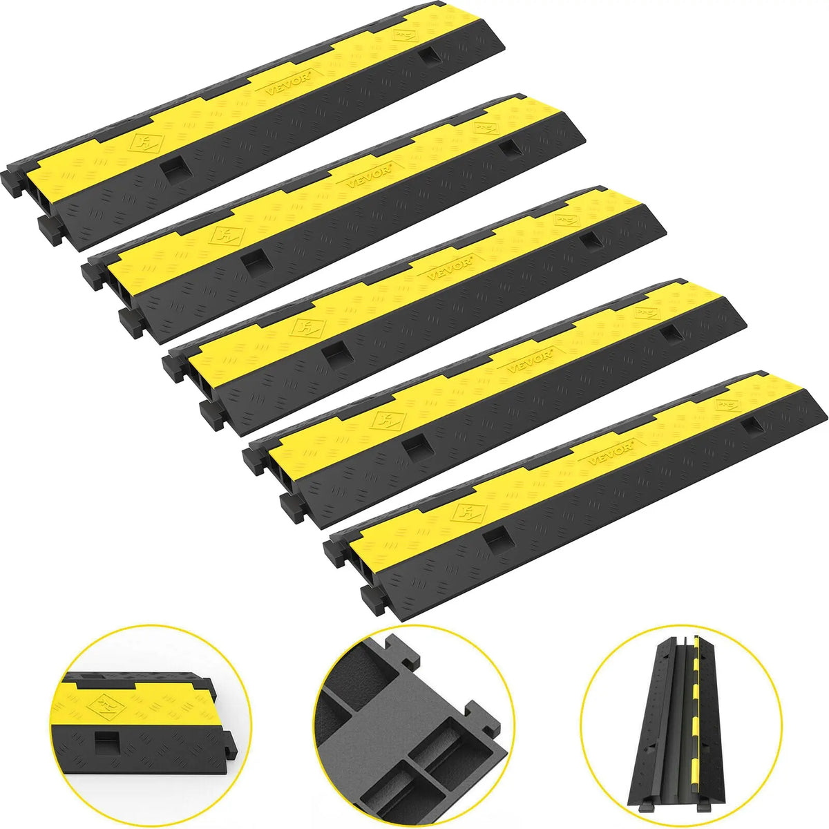 Cable Protector 2 Channels 3/5 PCS Traffic Ramp Wire Cable Cover Cord Guard Speed Bump Protecting Wires Getting Damaged
