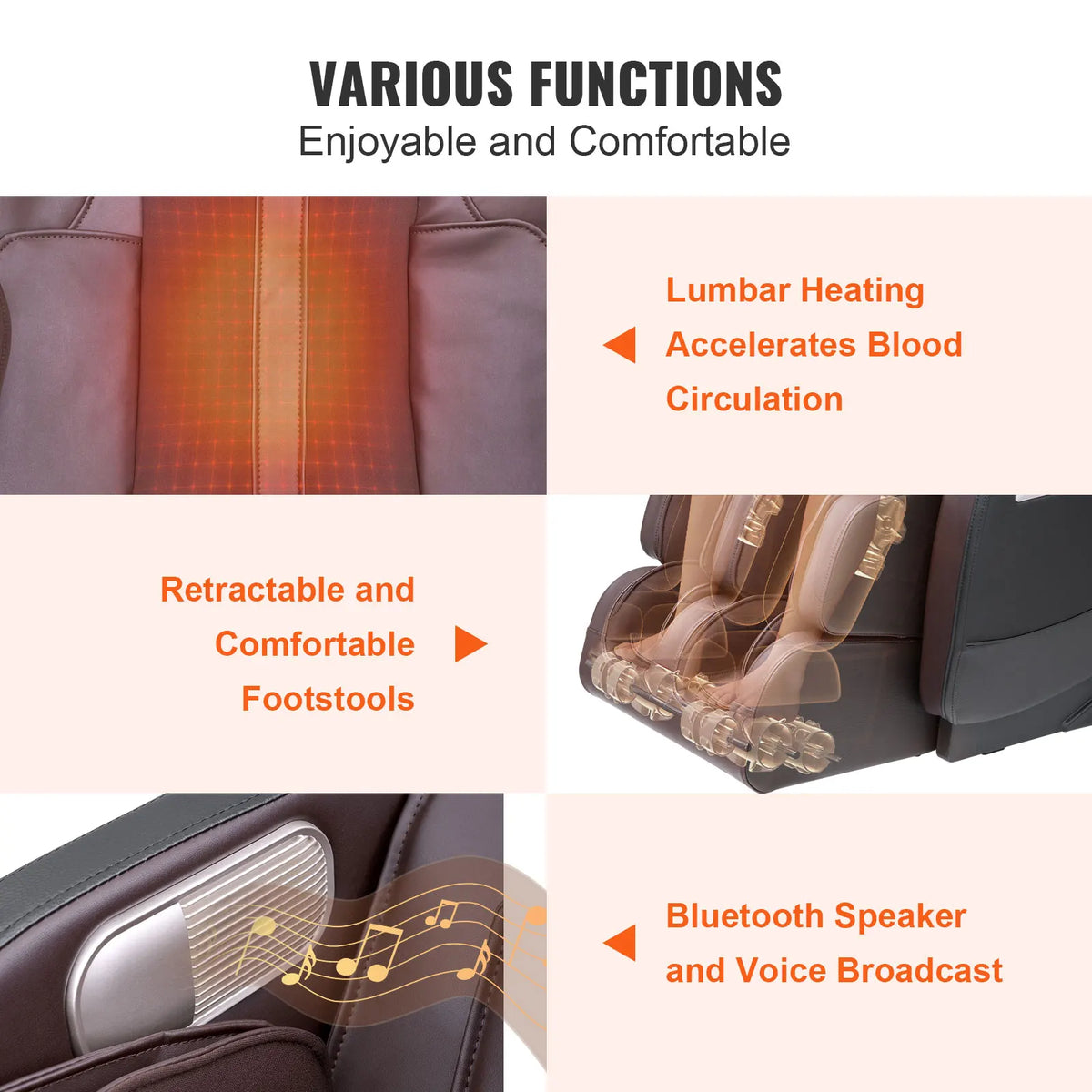 Massage Chair - Full Body Zero Gravity Chair with Multiple Automatic Modes, 3D Shiatsu, Heating, Bluetooth Speaker, Airbag