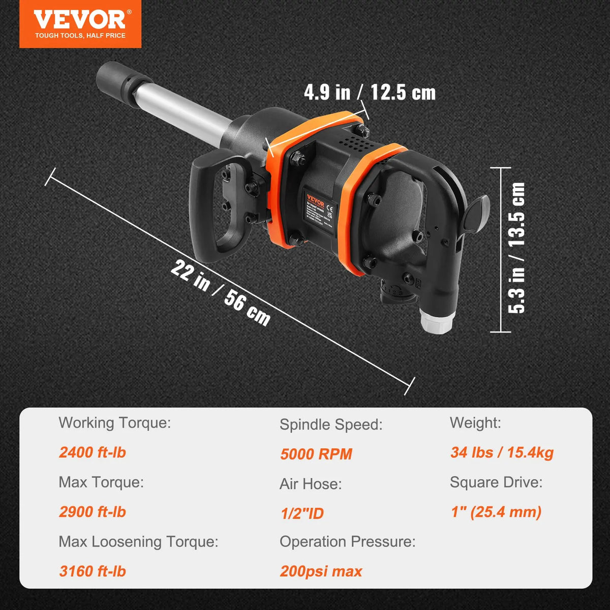 1 Inch Air Impact Wrench High Reverse Torque Outpu Pneumatic Impact Gun for Heavy Duty Repairs and Maintenance Car Tire