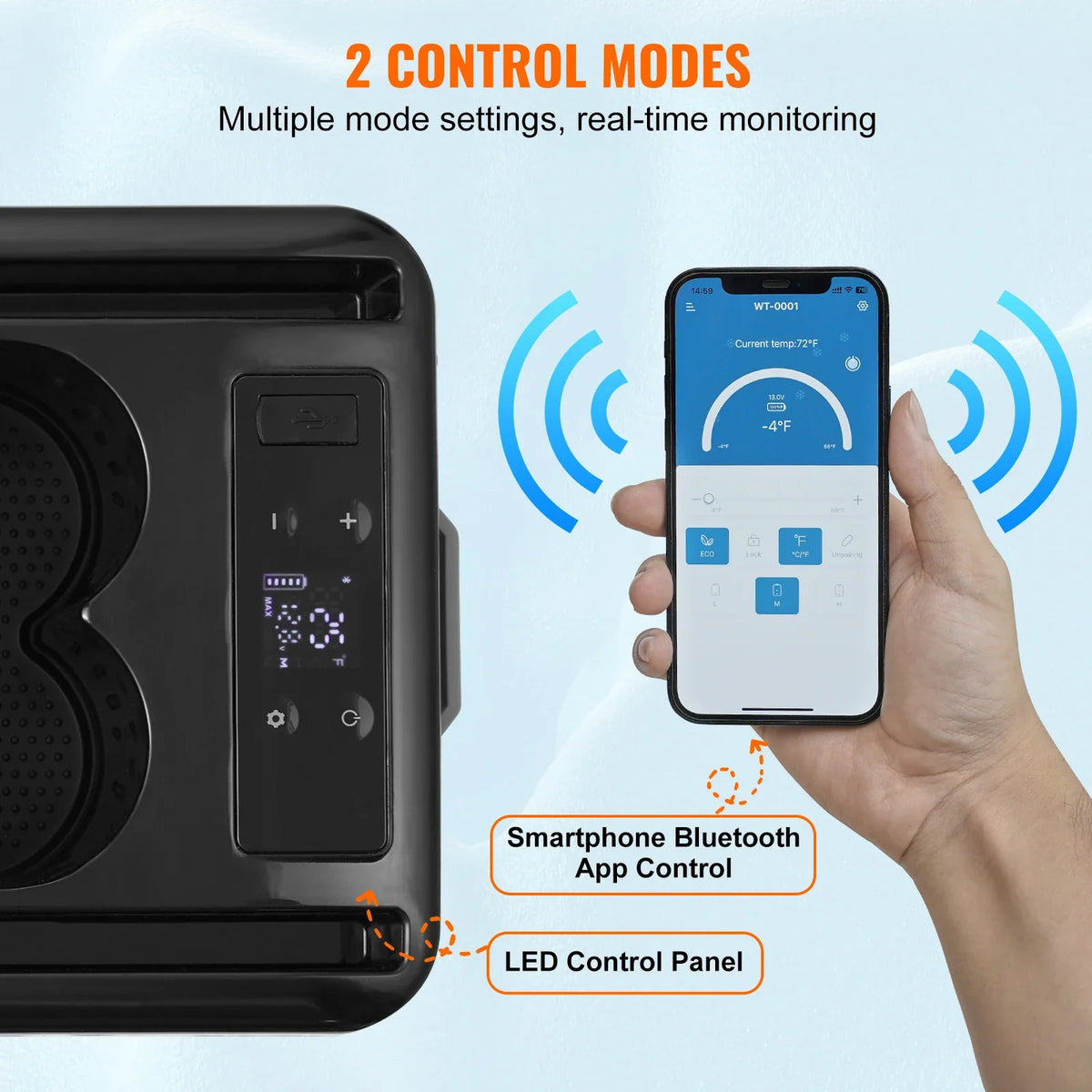 15L Car RefrigeratorCar Armrest Refrigerator Fridge Single Zone Freezer -4℉-68℉ Adjustable Range 12/24V DC and Cooler