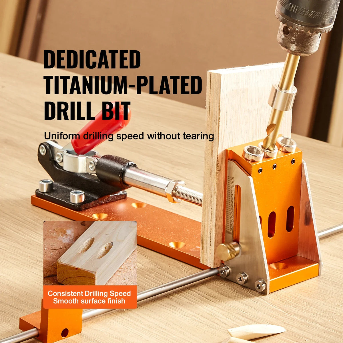 Pocket Hole Jig Kit 34 Pcs Pocket Hole Jig System with 11" C-clamp Fixture Step Drills Wrenches Drill Stop Rings Toolbox