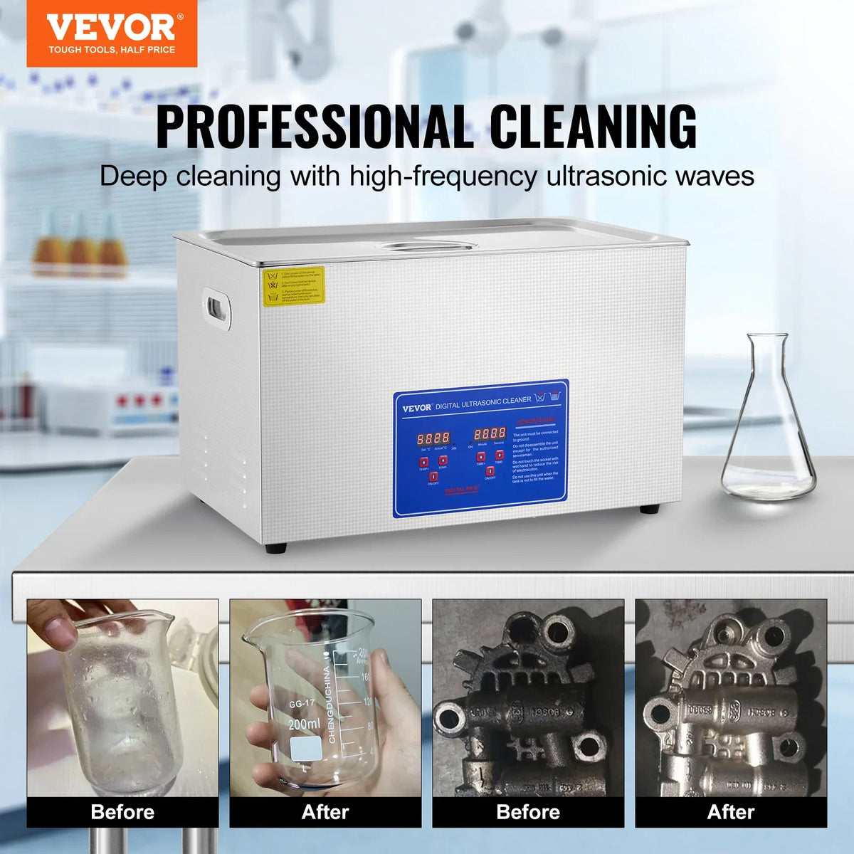 30L Ultrasonic Cleaner Machine Stainless Steel Ultrasonic Cleaning Machine Digital Heater Timer Jewelry Cleaning for Home